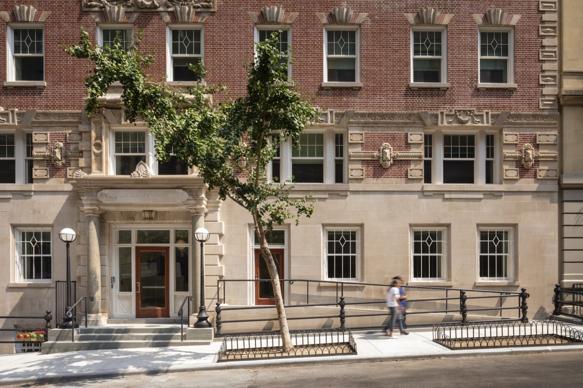 Terra cotta cornice reconstruction and masonry repair at 611 West 112th Street, Morningside Heights, Manhattan
